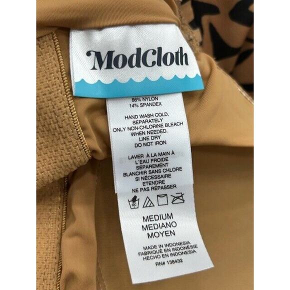 Modcloth Womens Bonita One Piece Swimsuit Animal Print V-Neck Brown Black Size M - Picture 5 of 8